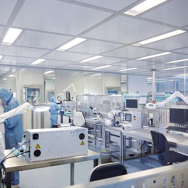 Salle blanche pour la production de cathéters et stents, ISO 8